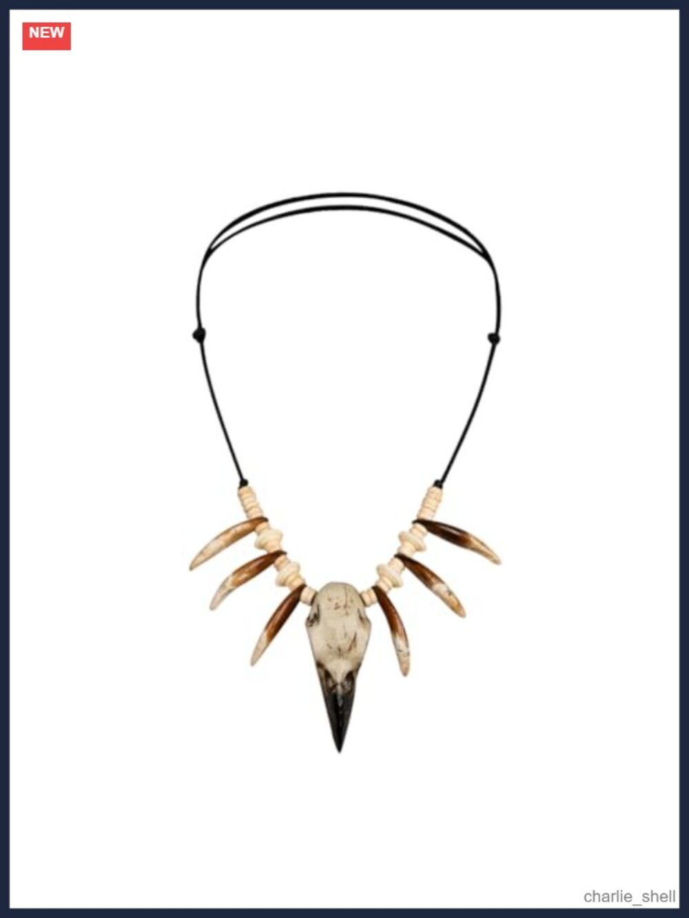 Tribal Raven Skull Bone Tooth Necklace Survivor Immunity Jewelry